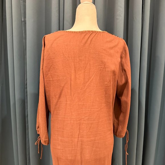 JO NO FUI Brown Rhinestone Cotton Dress - Picture 5 of 8